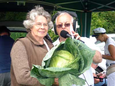 Paul Le Feuvre, our MC, a cabbage and Ann Figgins