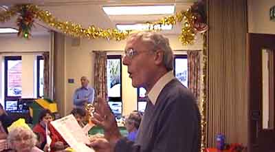 Carol singing was led by Geoff Sykes and accompanied on the piano by wife, Sue, musical director of the Froyle Players for many years