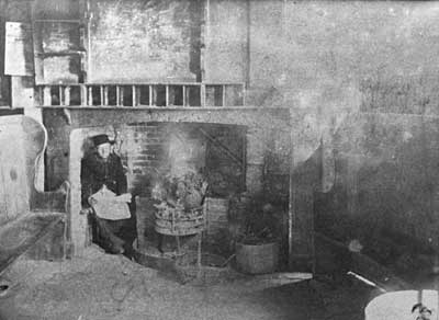 The fireplace at the Hen & Chicken