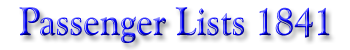 Passenger Lists 1841